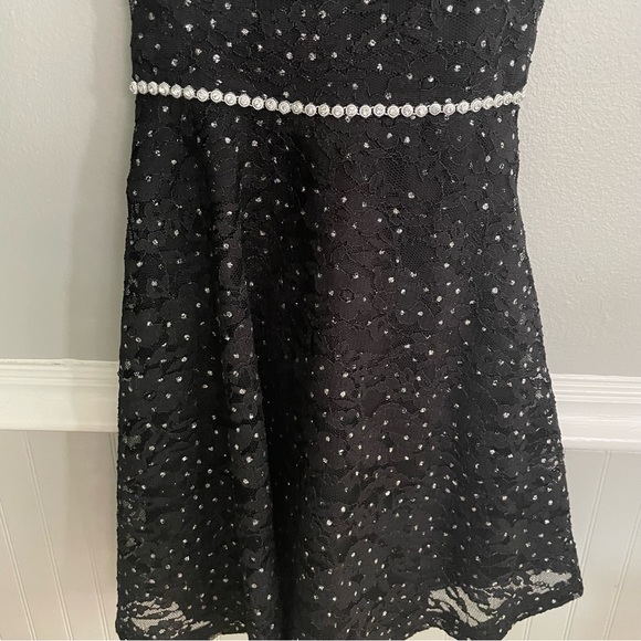 Speechless Kids Black Lace Silver Metallic Dress Size 7 - Picture 3 of 10